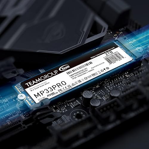TEAMGROUP MP33 PRO 512GB SLC Cache 3D NAND TLC NVMe 1.3 PCIe Gen3x4 M.2 2280 Internal SSD (Read Speed up to 2100MB/s) TBW>400TB Compatible with Laptop & PC Desktop TM8FPD512G0C101 512GB Gen3x4 Read 2,100mb/S