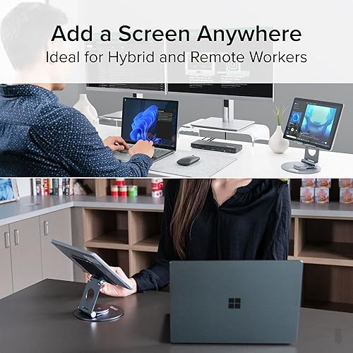 Plugable Swivel Tablet Stand Holder, 360° Rotating Base Tablet Holder for Phones and Tablets up to 12.9, Adjustable and Foldable iPad Stand for Desk, POS, Kitchen, Drawing (PT-STAND1)