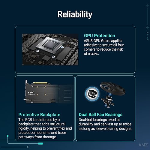 ASUS Prime Radeon™ RX 9060 XT 16GB GDDR6 OC Edition Graphics Card (PCIe 5.0, HDMI/DP 2.1, 2.5-Slot Design, axial-tech Fans, Dual Ball Fan Bearings, Dual BIOS, ASUS GPU Guard) PRIME RX9060XT|16GB