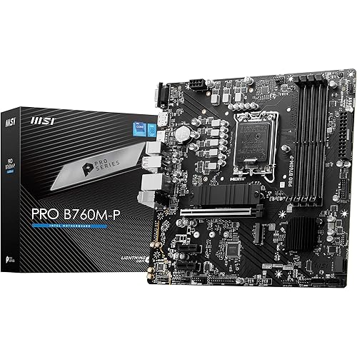 MSI PRO B760M-P Motherboard, Micro-ATX - Supports Intel 14th, 13th & 12th Gen Core Processors, LGA 1700 - DDR5 Memory Boost 6800+MHz/OC, PCIe 4.0 x16 Slot, M.2 Gen4 Slots