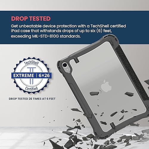 Brenthaven Edge Folio Case Compatible ONLY w/iPad 11th Generation (A16) 10th Gen (10.9 inch) 2022 Slim Drop Tested Transparent Hard Shell Back w/Auto Sleep/Wake Cover Screen Protector - Gray