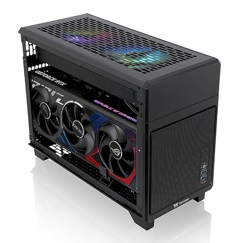 Thermaltake TR100 SFF Chassis; mITX Support; 18.9 Liters; PCIe 4.0 Riser Cable Included; 360mm GPU Clearance; 280mm Radiator Support; Removable PCIe Bracket; Black; CA-11A-00S1NN-00