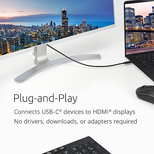 Kensington Premium USB C to HDMI Cable 6ft, 8K@60Hz or 4K@120Hz, (M/M) Unidirectional 8K Cable, for Thunderbolt 3/4 and USB-C Laptops & Tablets (K38343WW)