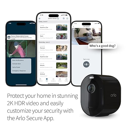 Arlo Pro 5S Spotlight Security Camera 2K HDR | Outdoor | Wireless | Dual-Band Wi-Fi Connects to The Strongest Network | 12X Zoom, 2-Way Audio, Color Night Vision, Live Stream Black
