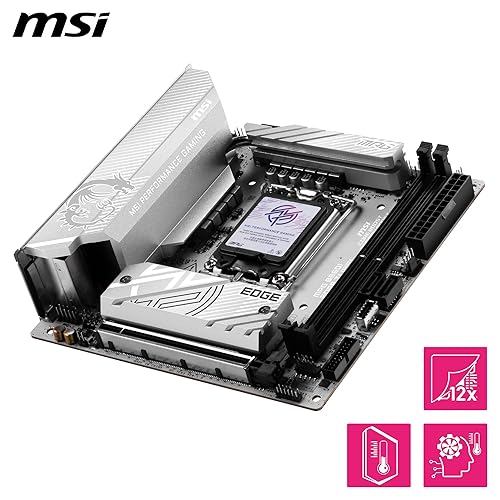 MSI MPG B860 IATX Edge TI WiFi Motherboard, ITX - Supports Intel Core Ultra Processors (Series 2), LGA 1851 - DDR5 Memory Boost (8600 MT/s MAX), PCIe 5.0 x16, M.2 Gen5, 2.5G LAN, WI-FI 7