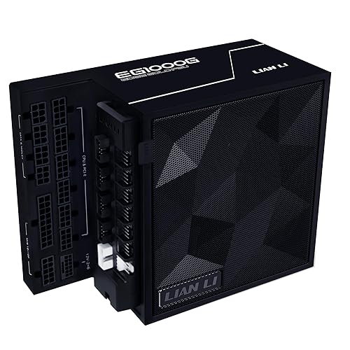 Lian Li Edge Series-1000W Full Modular Power Supply (Fan Hub Included) - Gold-ATX 3.0, 3.1-PCIE 5.1-L-Shape Design for Dual Chamber Case-120mm FDB Fan-Supports up to 4 USB Device - Black (EG1000G.BH)