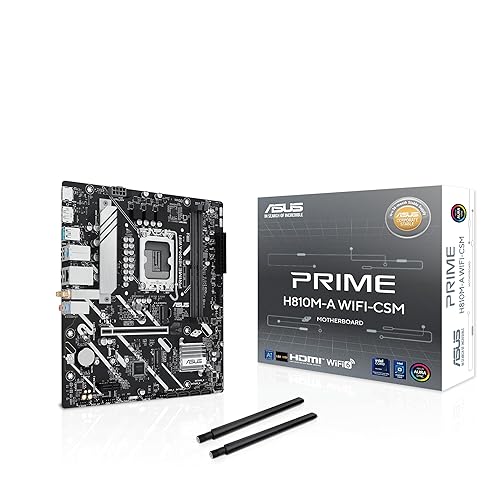 ASUS Prime H810M-A WiFi-CSM Intel® H810 LGA 1851 mATX Motherboard, 6+1+1+1 Discrete MOS, DDR5, PCIe 4.0, 2X M.2, Intel® 1Gb Ethernet, Wi-Fi 6, DisplayPort, HDMI™, USB 10Gbps, Front USB 5Gbps Type-C®