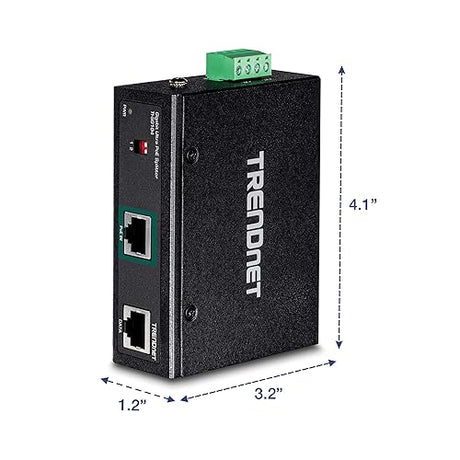 TRENDnet Industrial Gigabit UPoE Splitter, Dual DC Power Outputs, DIN-Rail or Wall-Mountable, Adjustable Voltage Output, TI-SG104,Black