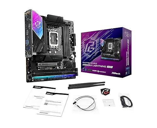 ASRock Phantom Gaming B860M Lightning WiFi 6E Intel Core Ultra B860 LGA1851 DDR5 8933 MHz 256GB M.2 Micro ATX Motherboard Thunderbolt SATA3 6.0 Gb/s PCIe 5.0