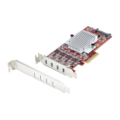 StarTech.com 4-Port USB Type-C PCIe Card, USB 3.2 10Gbps, USB-C PCI Express Card, 4X Independent USB Controllers, TAA