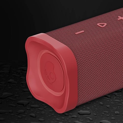 Skullcandy Terrain Wireless Bluetooth Speaker - IPX7 Waterproof Portable Speaker with Dual Custom Passive Radiators, 14 Hour Battery, Nylon Wrist Wrap, & True Wireless Stereo Red