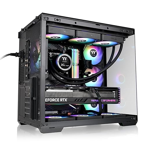 Thermaltake View 380 WS ARGB; Mid Tower Chassis; Side Wood Trim; 4x120mm ARGB Lite Fans Included; 415mm GPU Clearance; Dual Chamber; ATX/mATX/mITX; Hidden Connector Support; Black; CA-1Z2-00M1WN-WS
