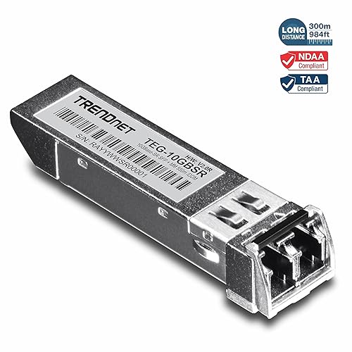 TRENDnet 10GBASE-SR SFP+ Multi Mode LC Module, TEG-10GBSR, Supports Distances up to 300m (984 feet, Hot Pluggable Fiber SFP+ Transceiver, 850nm Wavelength, Lifetime Protection, Silver 400 METERS