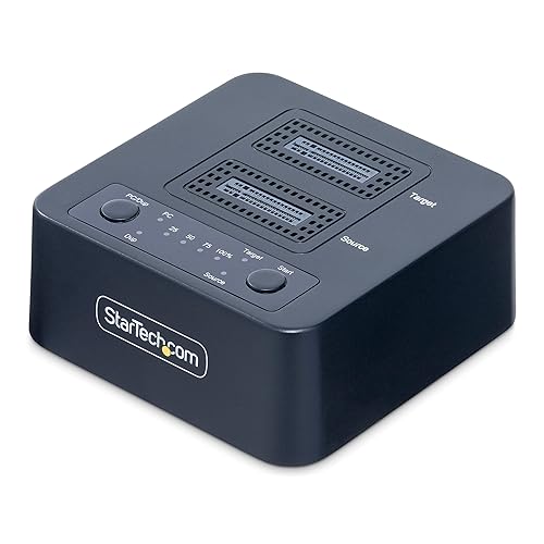 StarTech.com 1:1 M.2 NVMe Drive Duplicator, 90GBpm Standalone M.2 SSD Cloner/Copier, USB-C 3.2 20Gbps M.2 Dual-Bay Drive Dock