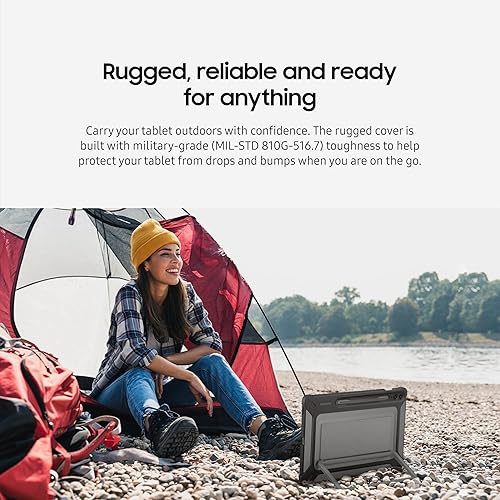 SAMSUNG Galaxy Tab S9 FE+ Outdoor Cover, Rugged Tablet Protector and Carry Case, Military Grade Protection, Built-in Kickstand, S Pen Holder, US Version, Black