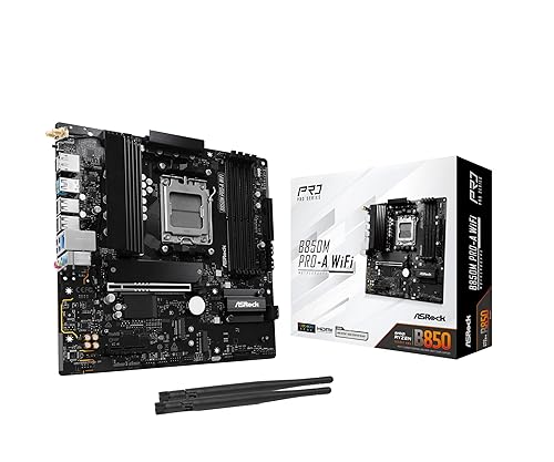ASRock AMD B850M Pro A WiFi 6E Socket AM5 Ryzen DDR5 8000 MHz 256GB Micro ATX Motherboard M.2 SATA3 6.0 Gb/s PCIe 5.0 B850