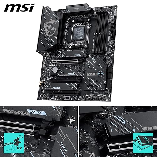 MSI X870E Gaming Plus WiFi Motherboard, ATX - Supports AMD Ryzen 9000/8000 / 7000 Processors, AM5-60A SPS VRM, DDR5 Memory Boost 8200+ MT/s (OC), PCIe 5.0 x16 & 4.0 x4, M.2 Gen5, Wi-Fi 7, 5G LAN