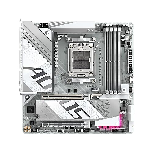 GIGABYTE B850M AORUS Elite WIFI6E ICE AMD AM5 LGA 1718 Motherboard, mATX, DDR5, 2X M.2, PCIe 5.0, USB-C, WIFI6E, 2.5GbE LAN, EZ-Latch, 5-Year Warranty