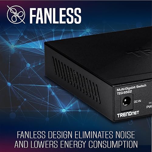 TRENDnet 6-Port Unmanaged Multi-Gig Switch, 4 x 2.5GBASE-T Ports, 2 x 10G SFP+ Ports Fanless, Compact Desktop Design, Metal Housing, Network Ethernet Switch, Lifetime Protection, Black, TEG-S562 4 Port 2.5G + 2 Port SFP+
