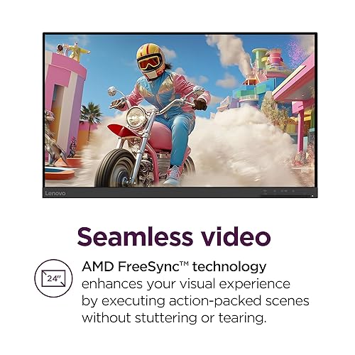 Lenovo D24-40 Monitor, 23.8 FHD Display, Tilt Stand, HDMI and VGA Ports, 75Hz Refresh Rate, AMD FreeSync, 250 nits, Raven Black 24 FHD 75Hz