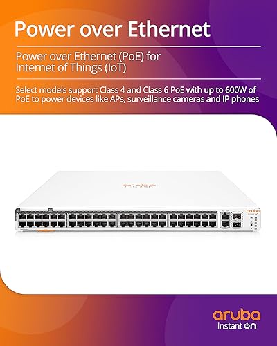 HPE Networking Instant On Switch Series 1960 12-Port mGig Smart-Managed Layer 2+ Ethernet Switch with PoE 480W | 8X 1G, 4X 2.5G | 2X 10GBase-T, 2X SFP+ | Stackable | US Cord (S0F35A#ABA)