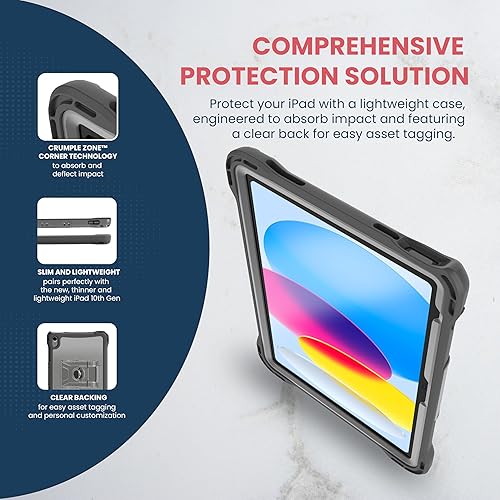 Brenthaven 360 Case Fits ONLY iPad 11th Generation A16 & 10th Generation 2022 10.9 inch Lightweight Drop Tested Touch ID Compatible Clear Back Cover Rugged Corners Durable Easy Access Protective Cases
