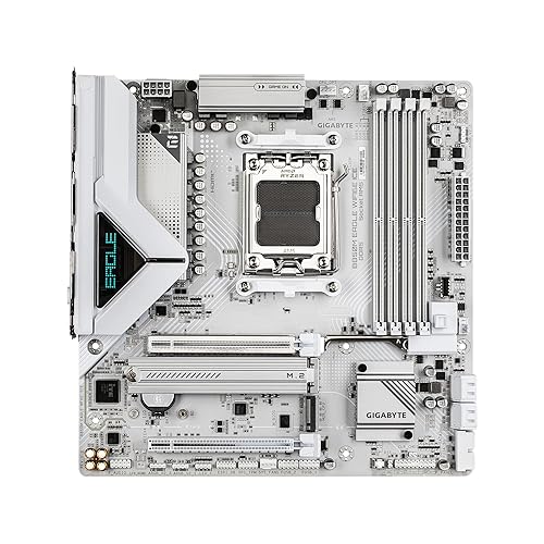 GIGABYTE B850M Eagle WIFI6E ICE AMD AM5 Motherboard, M-ATX, DDR5, 2X M.2, PCIe 5.0, USB-C, USB 3.2 Gen 2, WIFI6E, 2.5GbE LAN, EZ-Latch, Wi-Fi EZ-Plug