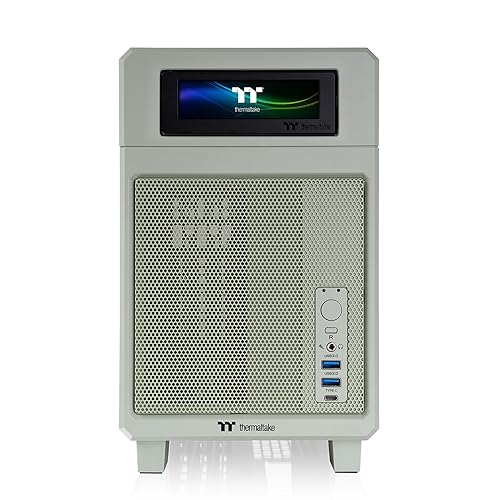 Thermaltake TR100 SFF Chassis; mITX Support; 18.9 Liters; PCIe 4.0 Riser Cable Included; 360mm GPU Clearance; 280mm Radiator Support; Removable PCIe Bracket; Matcha Green; CA-11A-00SENN-00