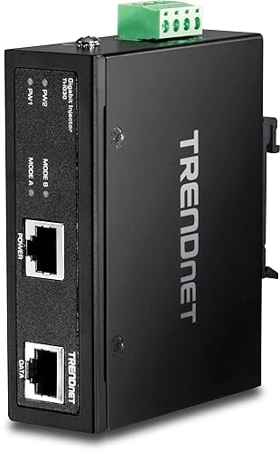 TRENDnet Hardened Industrial Gigabit PoE+ Injector, DIN-Rail, Wall Mount, IP30 Rated Housing, DIN-Rail & Wall Mounts Included, TI-IG30 30W PoE +