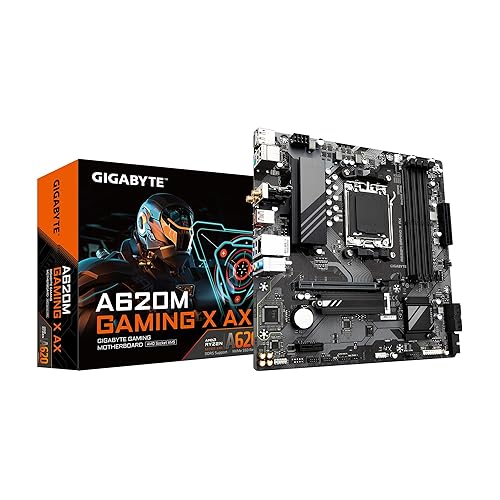 GIGABYTE A620M GAMING X AX (Rev. 1.1) AM5 LGA 1718 AMD A620 M-ATX, DDR5, PCIe 4.0 M.2, PCIe 4.0, USB 3.2 Gen1x2 Type-C, Wi-Fi 6E, Realtek 1GbE LAN, Q-Flash Plus, PCIe EZ-Latch