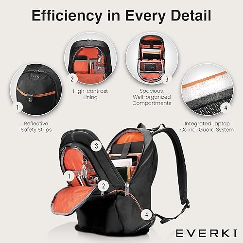 Everki Glide Compact Laptop Backpack up to 17.3 inch Black