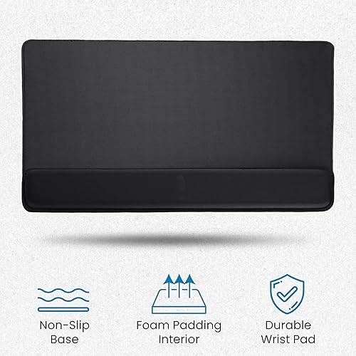 OTM Essentials 22 Foam Keyboard Wrist Rest, Non-Slip Base, Lycra Exterior, Foam Padding Interior, Optimum Wrist Support, Durable Wrist Pad, 1.5H x 23.5W x 4.45D, Black
