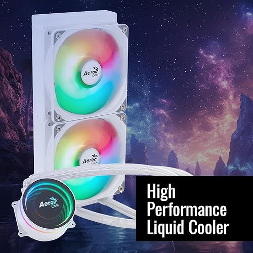AeroCool Oasis L240 ARGB AIO Liquid CPU Cooler, TDP 280W, 240mm Radiator, Mirage Design with ARGB Lighting, 2x120mm ARGB Fans, Intel LGA 1700, 1200, 115X, 1851, 1366, AMD AM5/AM4 Sockets - White White AIO L240mm