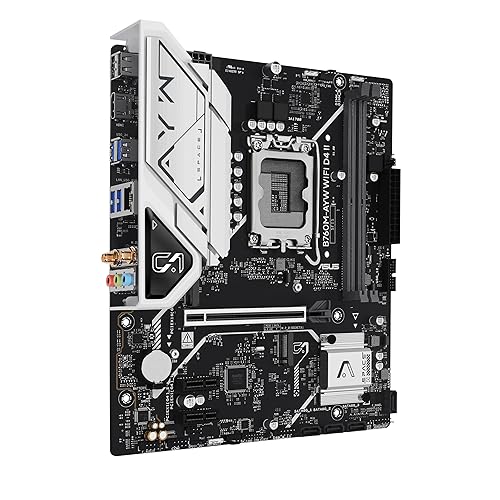 ASUS B760M-AYW WiFi D4 II Intel® B760 (LGA 1700) microATX mATX Motherboard, PCIe 5.0 x16 Support, Two M.2 Slots, DDR4, Realtek 2.5Gb Ethernet, Wi-Fi 6, HDMI, SATA 6 Gbps, Front USB 5Gbps, Aura Sync