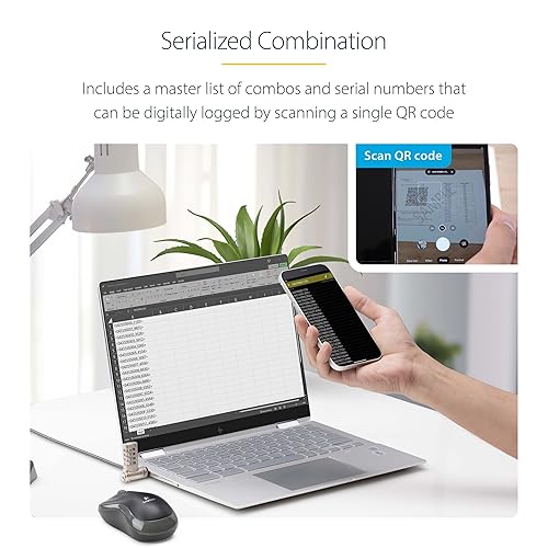 StarTech.com 25-Pack Universal Laptop Lock 6.6ft (2m), Serialized Security Cable, Compatible with Noble Wedge/Nano/K-Slot Adjustable Serialized Combination