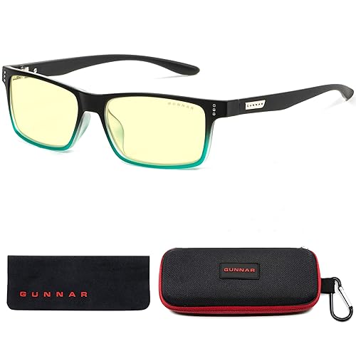 GUNNAR Youth Gaming and Computer Eyewear/Cruz, Onyx-Teal Frame, Amber Tint - Patented Lens, Reduce Digital Eye Strain, Block 65% of Harmful Blue Light