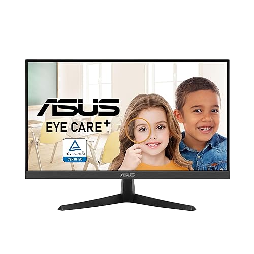 ASUS 22” (21.45” viewable) 1080P Eye Care Monitor (VY229HE) – Full HD, IPS, 75Hz, IPS, 1ms, Adaptive-Sync, Eye Care Plus Technology, Color Augmentation, Rest Reminder, HDMI, VGA, VESA Wall Mountable
