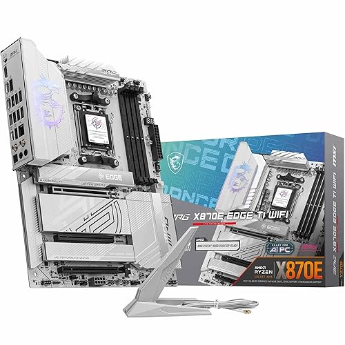 MSI MPG X870E Edge TI WiFi Gaming Motherboard (AMD Ryzen 9000/8000/7000 Series Processors, AM5, DDR5, PCIe 4.0, M.2, SATA 6Gb/s, USB 3.2 Gen 2, HDMI/DP, Wi-Fi 6E, Bluetooth 5.3, 2.5Gbps LAN, ATX)