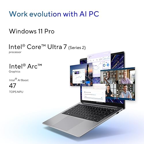 ASUS ExpertBook P5; Copilot+ PC, 14” Business Laptop, Intel® Core™ Ultra 7 Processor 258V, 32GB RAM, 1 TB SSD, WiFi 6E, Windows 11 Home, Misty Grey, P5405CSA-DH71-CA