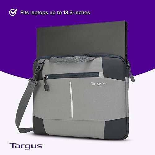 Targus 13 Laptop Cover Protective Computer Sleeve for Laptop or Shoulder Bag Compatible with Apple MacBook Air Surface Lenovo and Dell Laptops Up to 13 inches Reflective Accents, Black (TSS92204)
