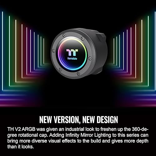 Thermaltake TH240 ARGB Sync V2 CPU Liquid Cooler/AlO Liquid Cooling/Fan 120mm*2/PWM 500~2000 RPM/Mirror Waterblock/MB ARGB Sync Control, CL-W361-PL12SW-A ARGB V2 240mm Black