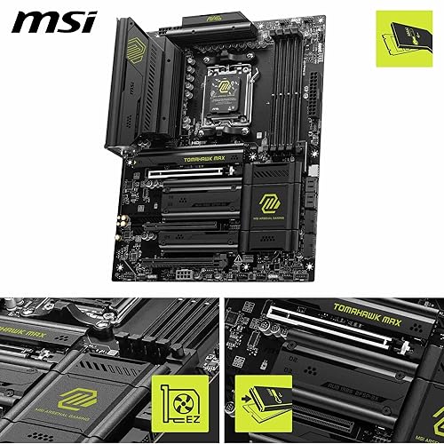 MSI MAG B850 Tomahawk MAX WiFi Gaming Motherboard (AMD Ryzen 9000/8000/7000 Series Processors, AM5, DDR5, PCIe 4.0, M.2, SATA 6Gb/s, USB 3.2 Gen 2, HDMI/DP, Wi-Fi 6E, Bluetooth 5.3, 2.5Gbps LAN, ATX)