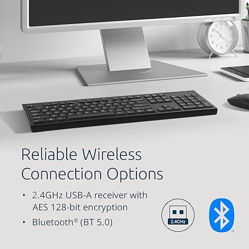 Kensington KB270 EQ Wireless Rechargeable Keyboard, Full-Size, Spill-Proof, 2.4GHz & Bluetooth 5.0 Connection, Compatible with Windows and MacOS (K75558NA)