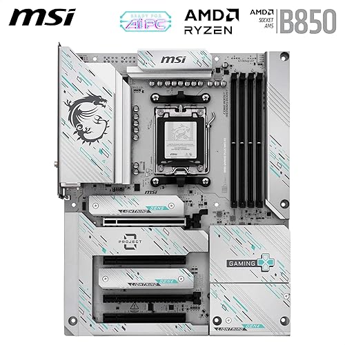 MSI B850 Gaming Plus WiFi PZ Motherboard, ATX - Supports AMD Ryzen 9000/8000 / 7000 Processors, AM5 - DDR5 Memory Boost 8200+ MT/s (OC), PCIe 5.0 x16 & 4.0 x16, M.2 Gen5, Wi-Fi 7, 5G LAN