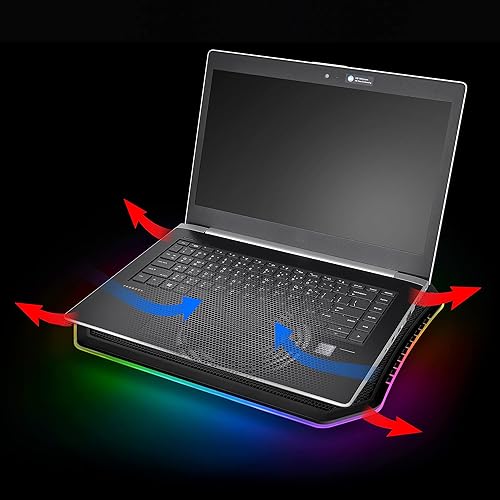 Thermaltake Massive Steel Mesh Panel with 1 x 120mm Fan, 256 Color RGB Spectrum, 10-15 Notebook Cooler CL-N020-PL12SW-A