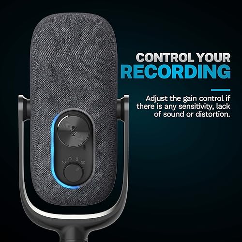 JLab JBuds Talk USB Microphone | Black | USB-C Output | Cardioid, Omni, Stereo, and Bi-Directional | 96k Sample Rate | Volume Control, Gain Control, and Quick Mute | 3.5mm AUX | Plug and Play