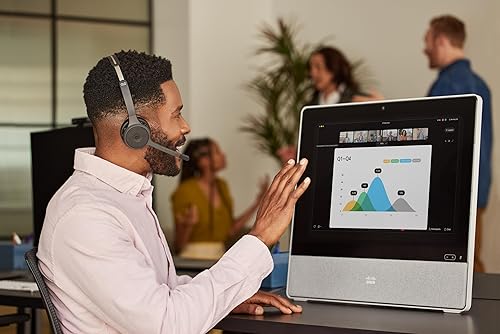 Cisco Headset 722, Wireless Dual On-Ear Bluetooth Headphones, Webex Button, USB-A HD Bluetooth Adapter, Soft Case, Charging Stand, Carbon Black, 1-Year Limited Liability Warranty (HS-WL-722-BUNAS-C)
