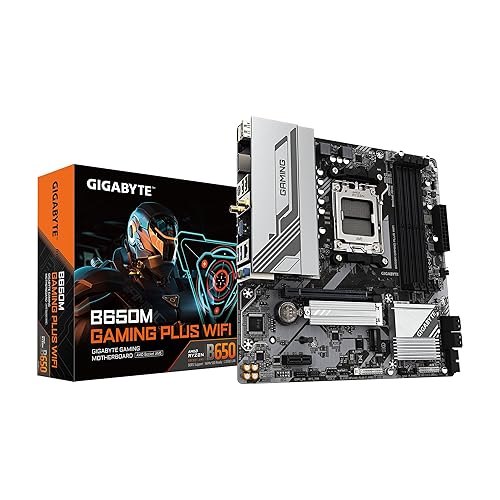 GIGABYTE B650M Gaming Plus WiFi AM5 LGA 1718 AMD B650 M-ATX, DDR5, PCIe 4.0 M.2, PCIe 4.0, USB 3.2 Gen 1 Type-C, Wi-Fi 6E, 2.5GbE LAN