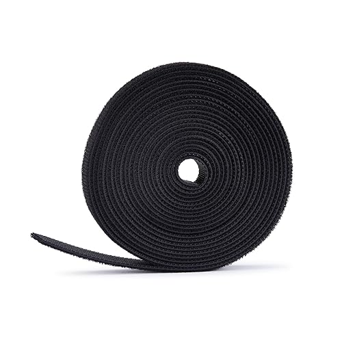 StarTech.com 75ft (22.8m) Hook and Loop Roll, 0.5in Wide, Black, Cut-to-Size Reusable Cable Ties, Fastener Tape, Bulk Roll