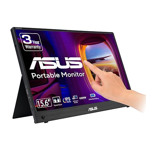 ASUS ZenScreen Touch 16” USB-C Portable Monitor (MB16AMTR) - Full HD, IPS, Built-in Battery, Kickstand, Tripod Socket, Eye Care, Compatible with Laptops, Smartphones and Game Consoles, 3 yr Warranty